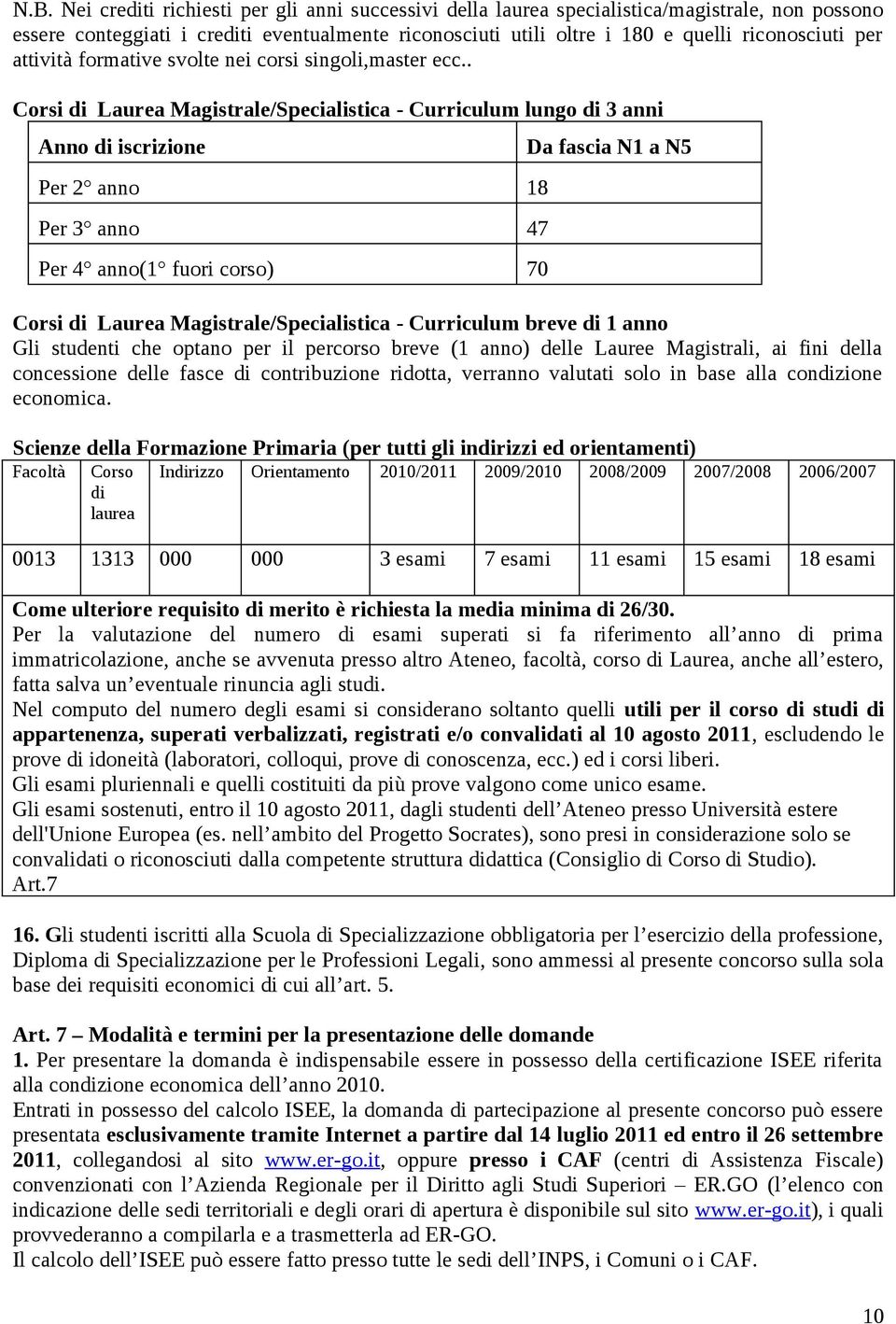 . Corsi di Laurea Magistrale/Specialistica - Curriculum lungo di 3 anni Per 2 anno 18 Per 3 anno 47 Per 4 anno(1 fuori corso) 70 Da fascia N1 a N5 Corsi di Laurea Magistrale/Specialistica -