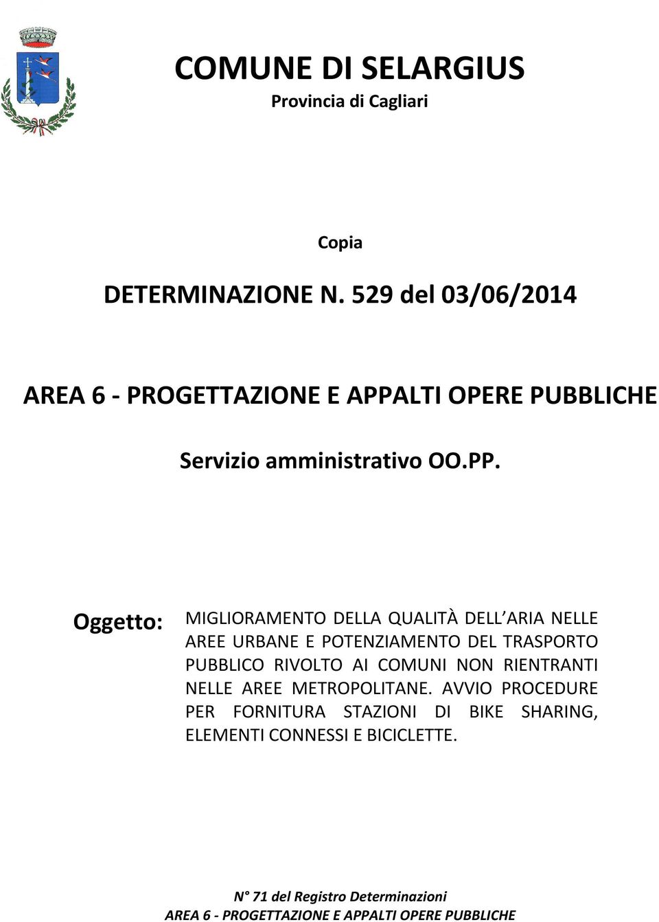 LTI OPERE PUBBLICHE Servizio amministrativo OO.PP.