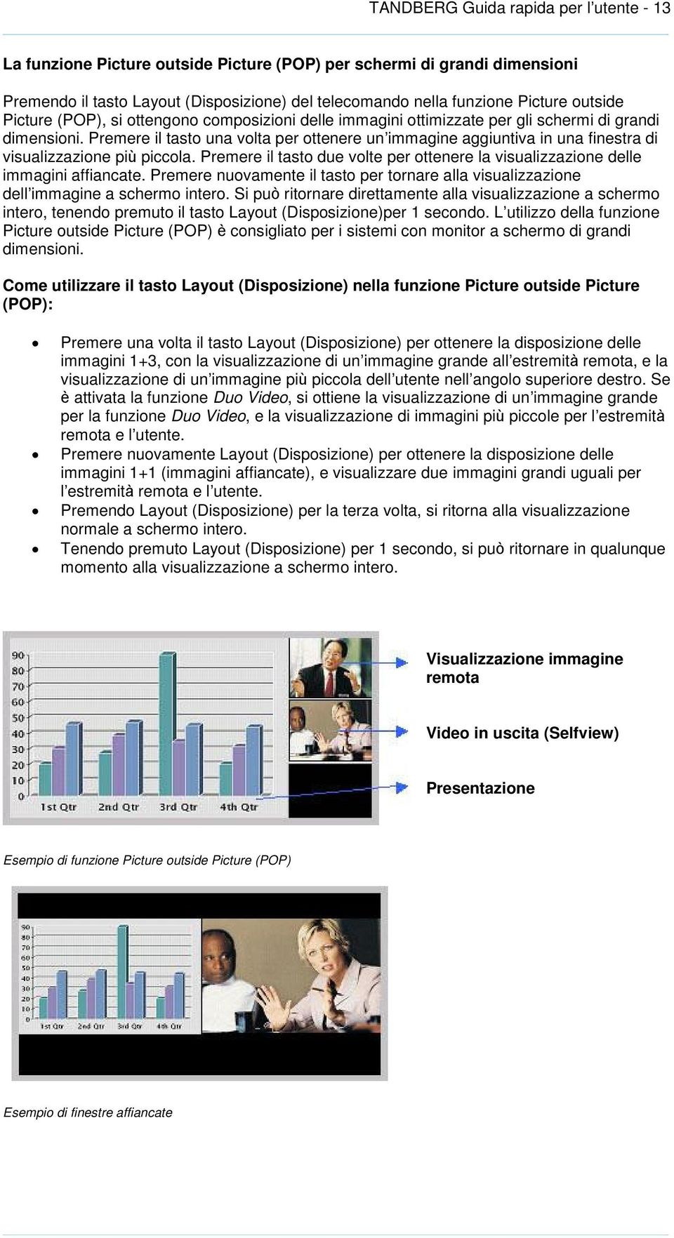 Premere il tasto una volta per ottenere un immagine aggiuntiva in una finestra di visualizzazione più piccola. Premere il tasto due volte per ottenere la visualizzazione delle immagini affiancate.