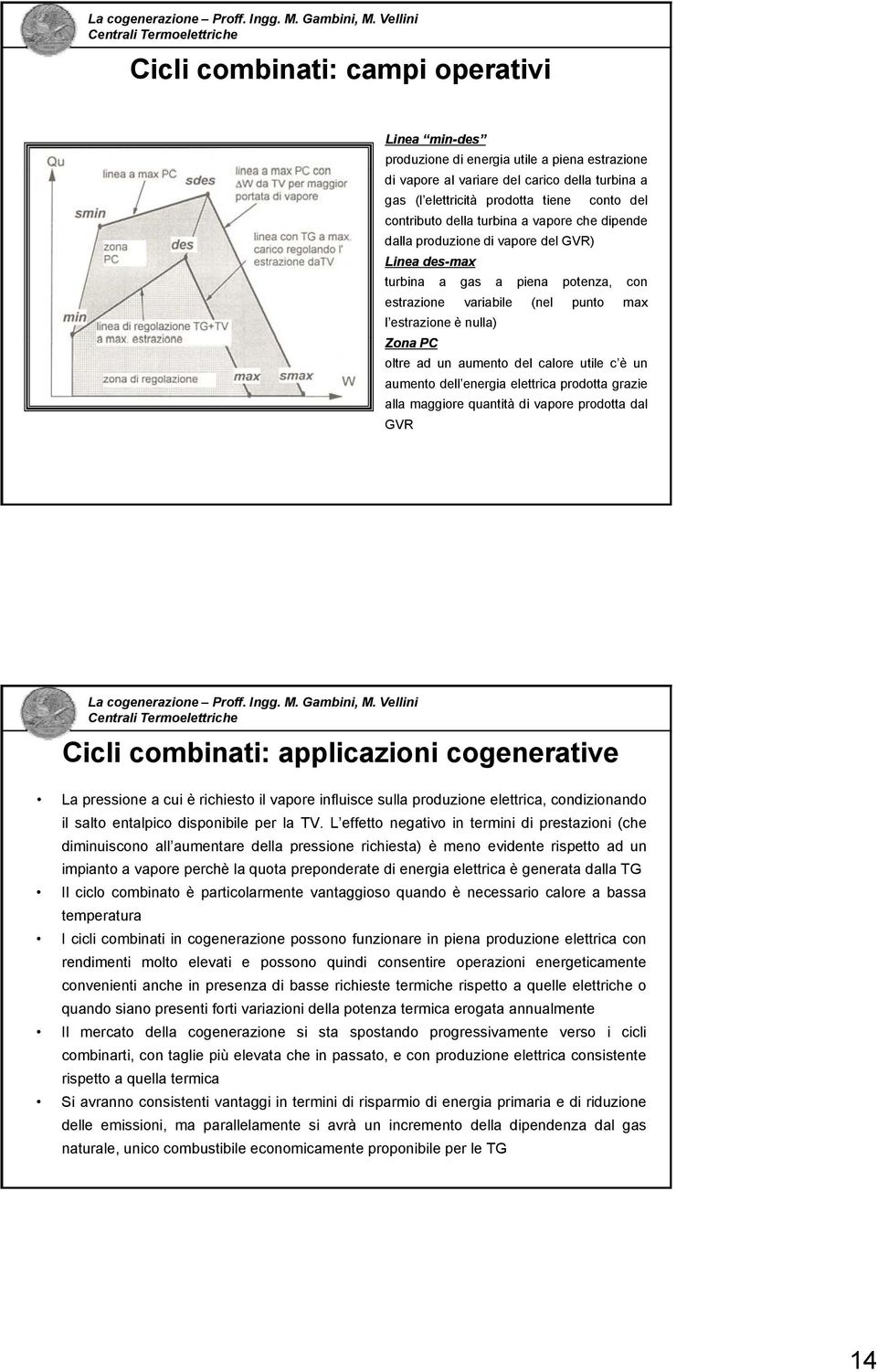 aumento del calore utile c è un aumento dell energia elettrica prodotta grazie alla maggiore quantità di vapore prodotta dal GVR Cicli combinati: applicazioni cogenerative La pressione a cui è