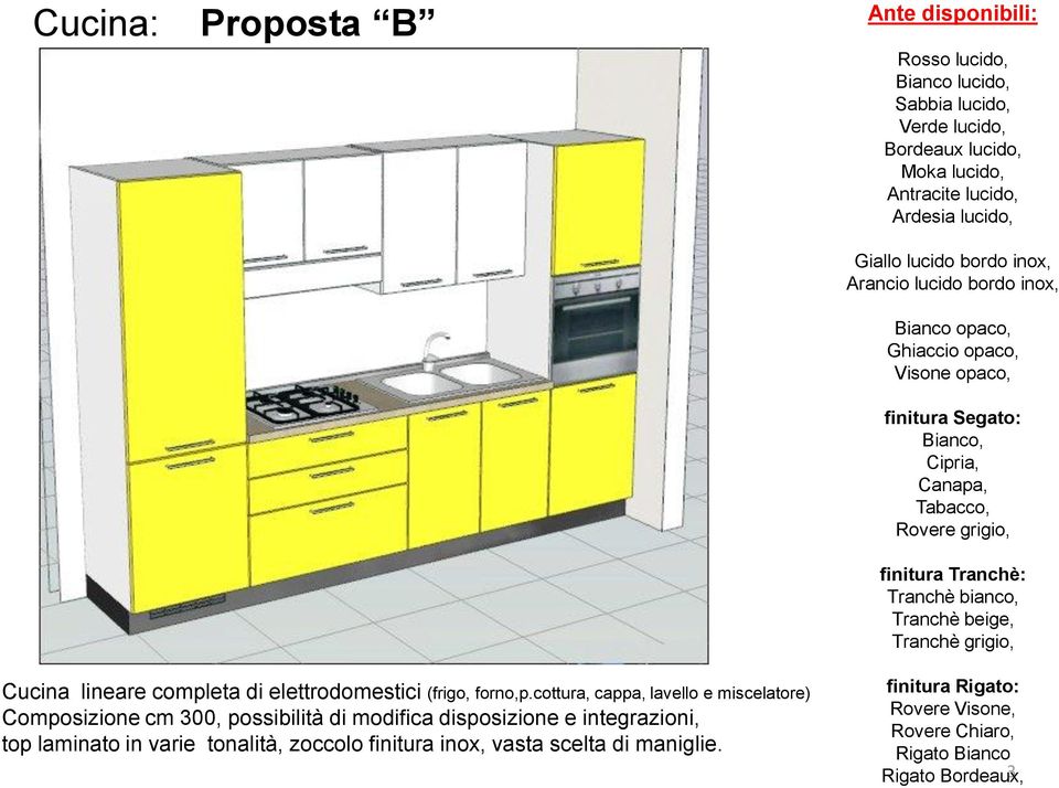 Tranchè beige, Tranchè grigio, Cucina lineare completa di elettrodomestici (frigo, forno,p.