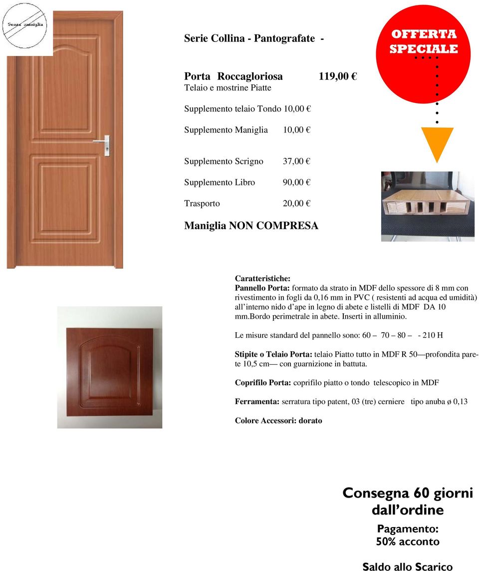 Pannello Porta: formato da