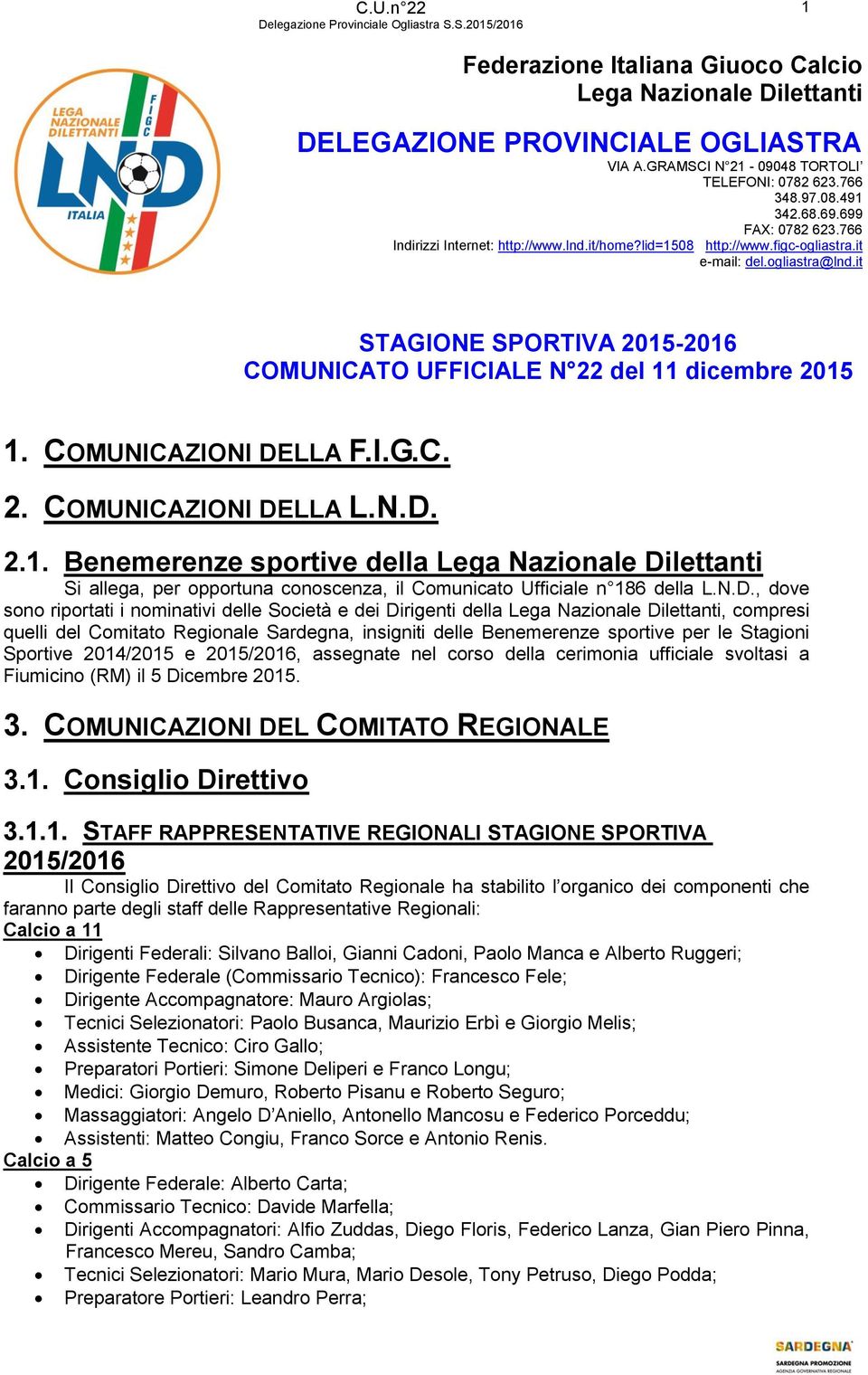 COMUNICAZIONI DE