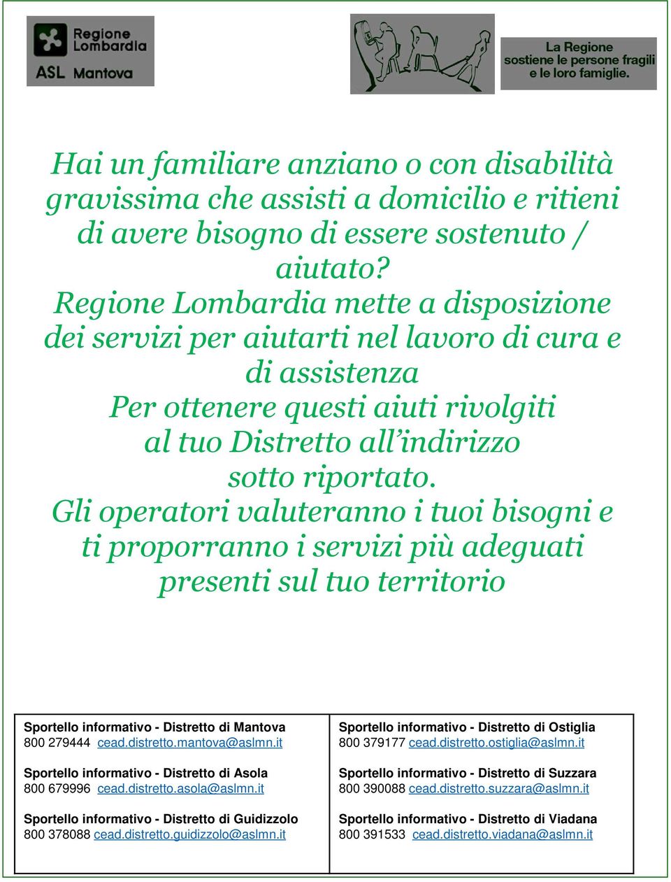 Regione Lombardia mette a disposizione dei servizi per aiutarti nel lavoro di cura e di assistenza Per