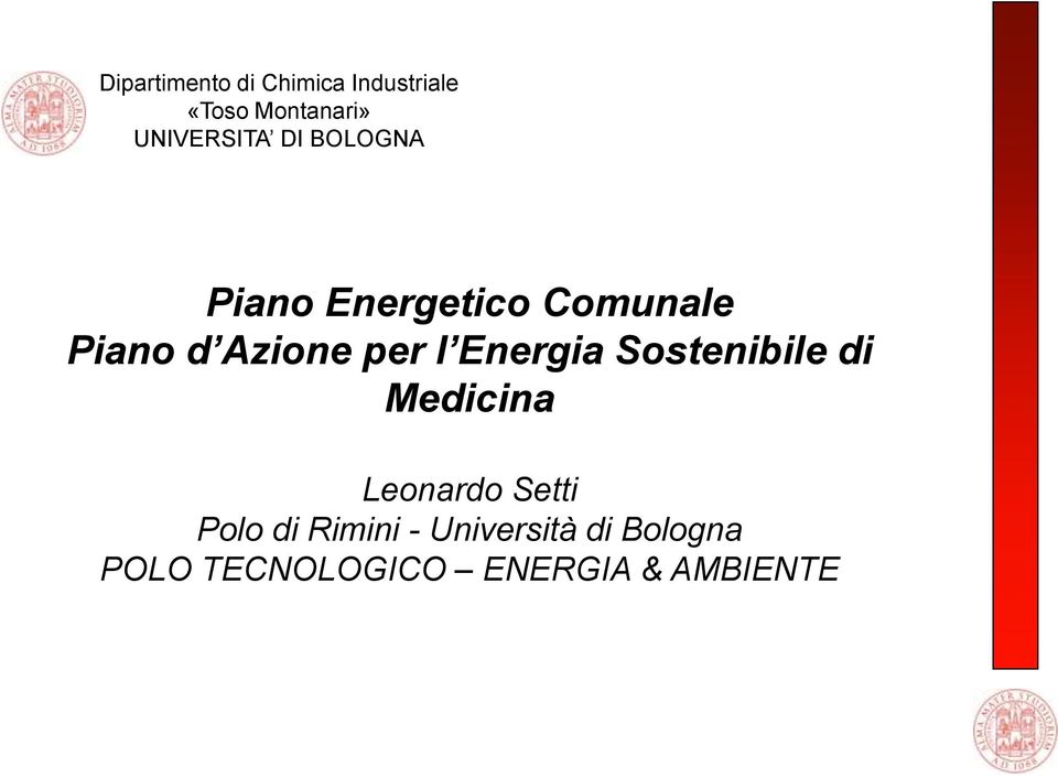 Azione per l Energia Sostenibile di Medicina Leonardo Setti