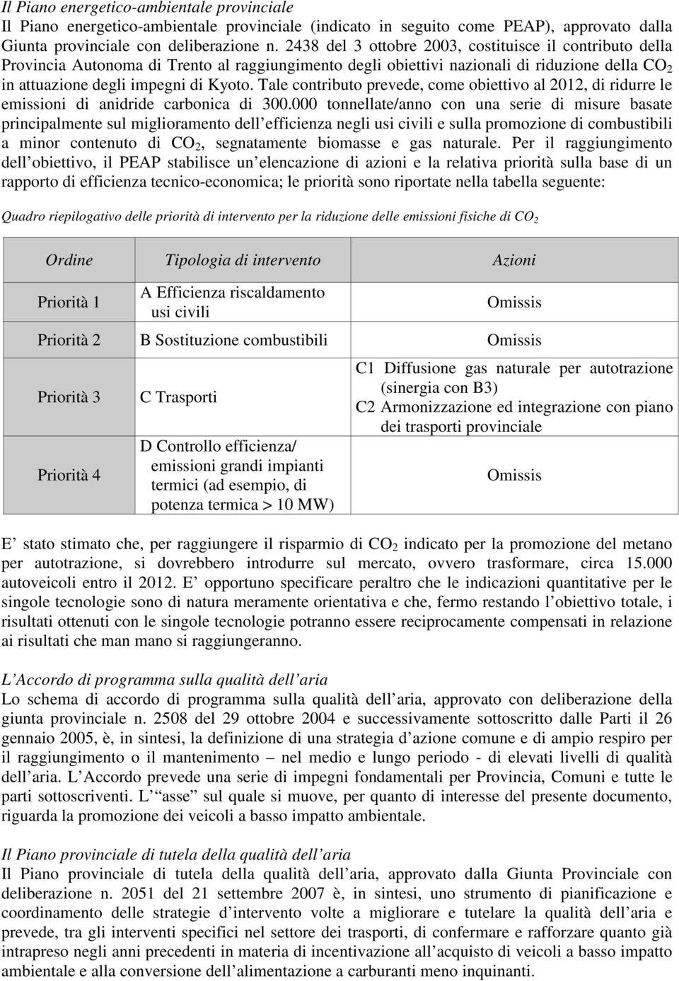 Tale contributo prevede, come obiettivo al 2012, di ridurre le emissioni di anidride carbonica di 300.