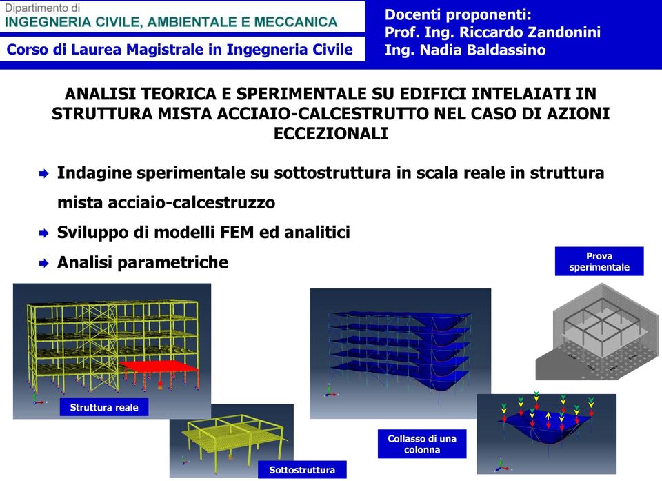 CASO DI AZIONI ECCEZIONALI Indagine sperimentale su sottostruttura in scala reale in struttura mista