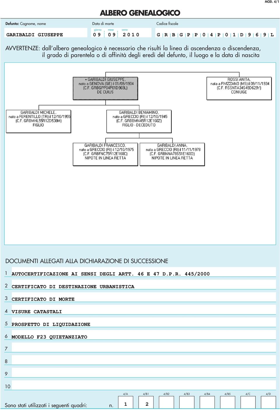 data di nascita DOCUMENTI ALLEGATI ALLA DICHIARA