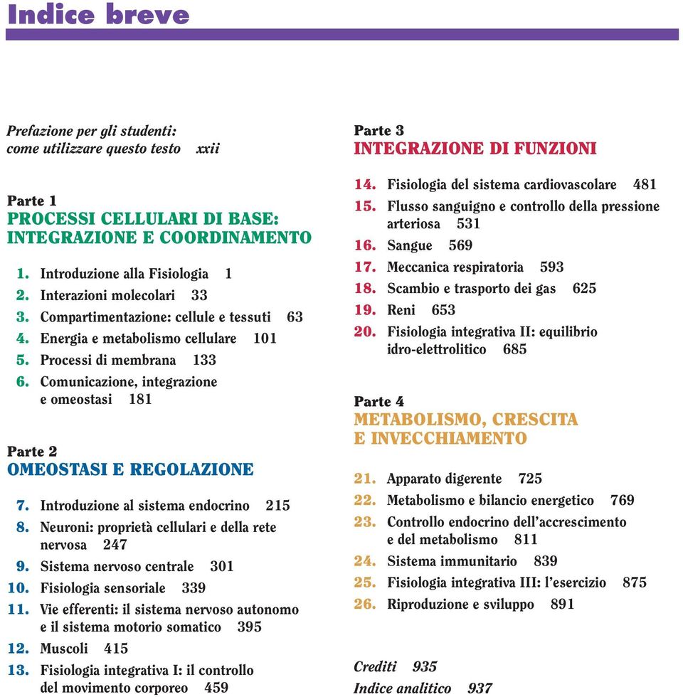 Comunicazione, integrazione e omeostasi 181 Parte 2 OMEOSTASI E REGOLAZIONE 7. Introduzione al sistema endocrino 215 8. Neuroni: proprietà cellulari e della rete nervosa 247 9.