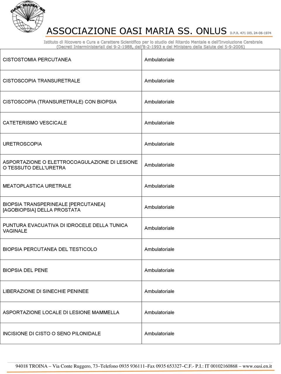 TRANSPERINEALE [PERCUTANEA] [AGOBIOPSIA] DELLA PROSTATA PUNTURA EVACUATIVA DI IDROCELE DELLA TUNICA VAGINALE BIOPSIA