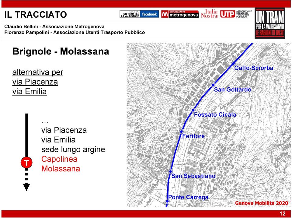 GalloSciorba San Gottardo T via Piacenza via Emilia sede lungo argine Capolinea