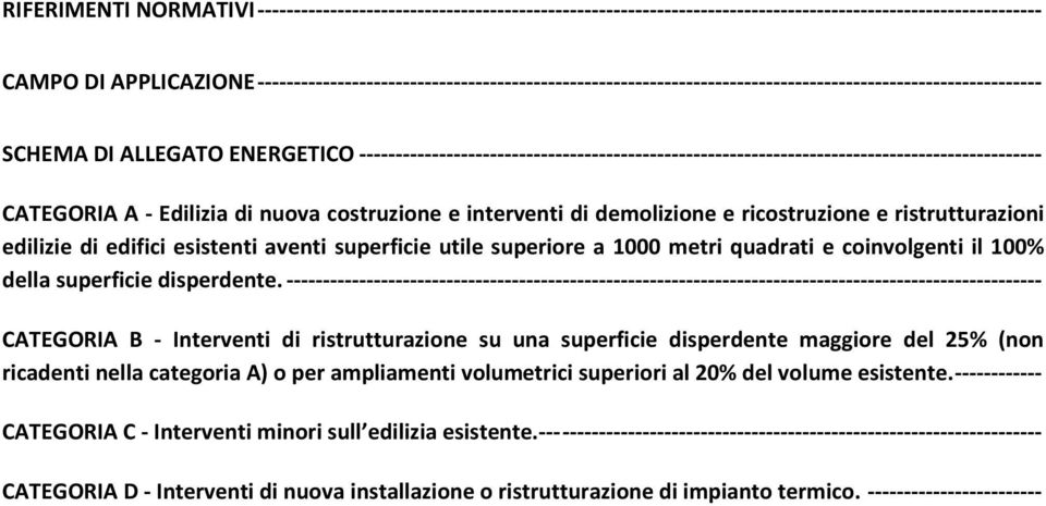 ---------------------------------------------------------------------------------------------- CATEGORIA A - Edilizia di nuova costruzione e interventi di demolizione e ricostruzione e