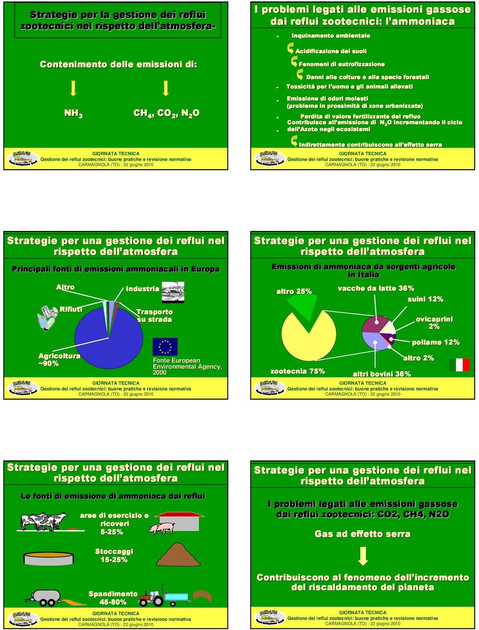 prossimità di zone urbanizzate) Perdita di valore fertilizzante del refluo Contribuisce all emissione di N 2 O incrementando il ciclo dell Azoto Azoto negli ecosistemi Indirettamente contribuiscono