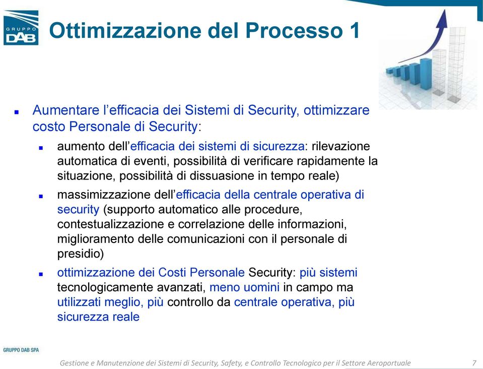 procedure, contestualizzazione e correlazione delle informazioni, miglioramento delle comunicazioni con il personale di presidio) ottimizzazione dei Costi Personale Security: più sistemi