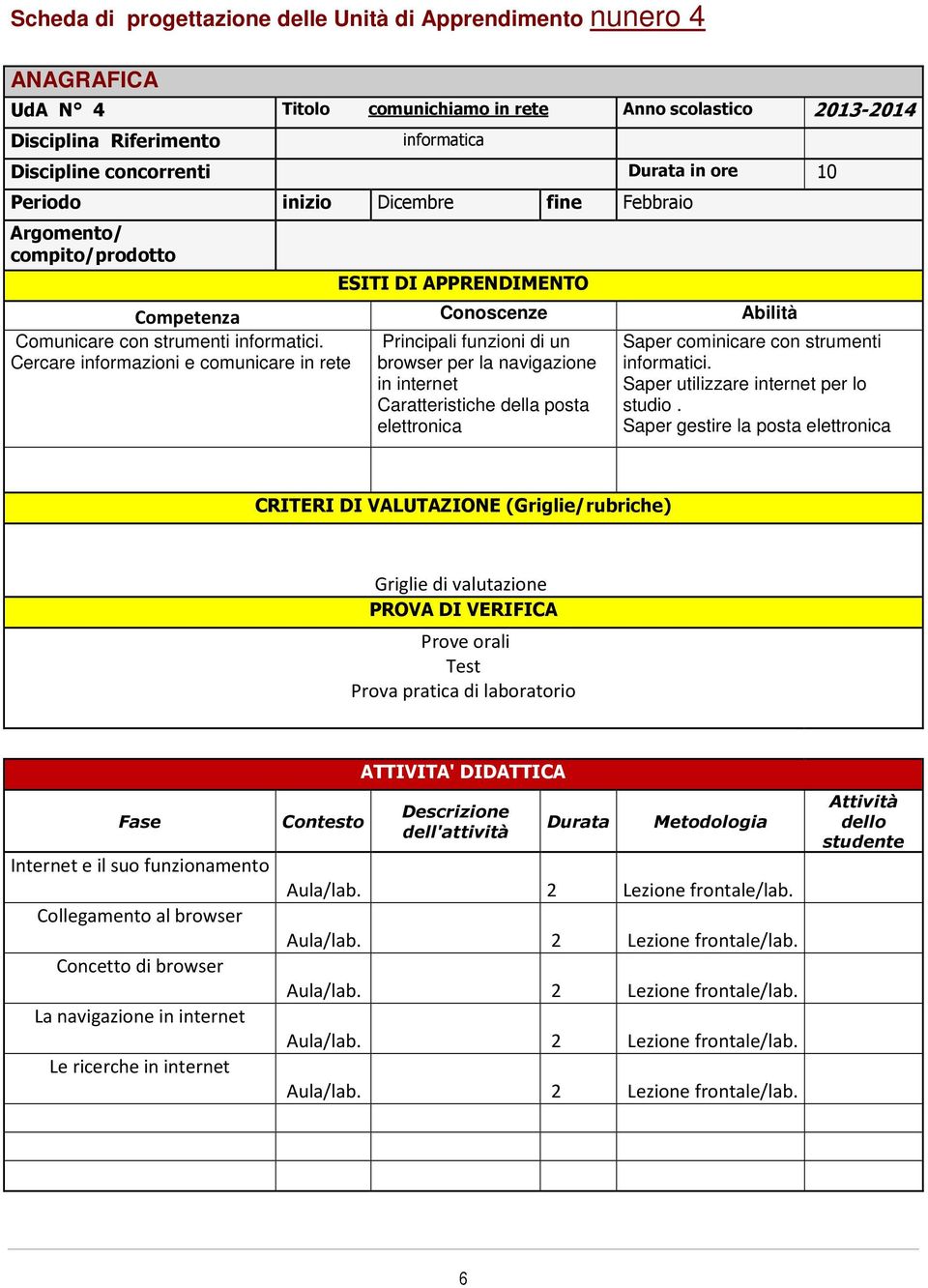 della posta elettronica Saper cominicare con strumenti informatici. Saper utilizzare internet per lo studio.