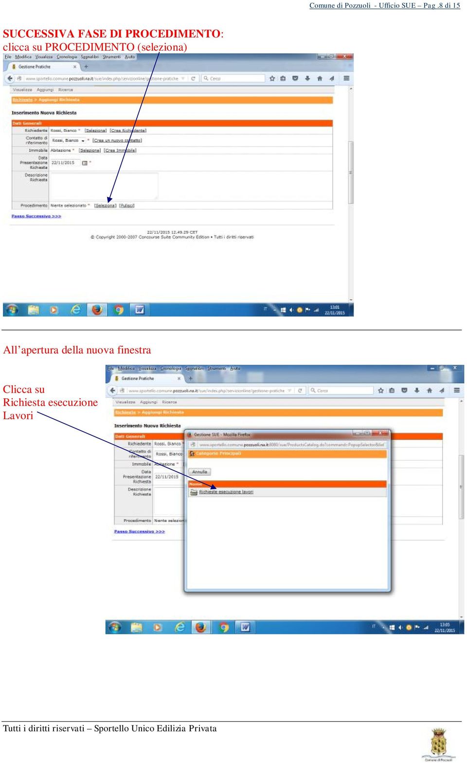 clicca su PROCEDIMENTO (seleziona) All