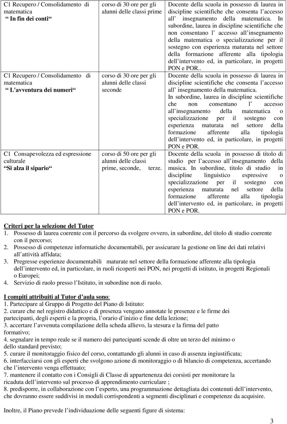 discipline scientifiche che consenta l accesso all insegnamento della matematica.