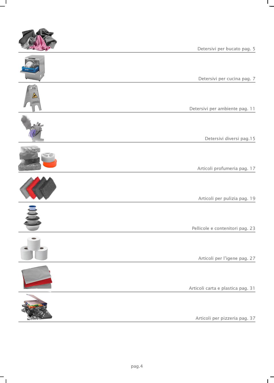 15 Articoli profumeria pag. 17 Articoli per pulizia pag.