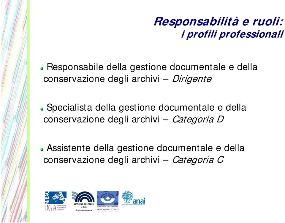 gestione documentale e della conservazione degli archivi Categoria D