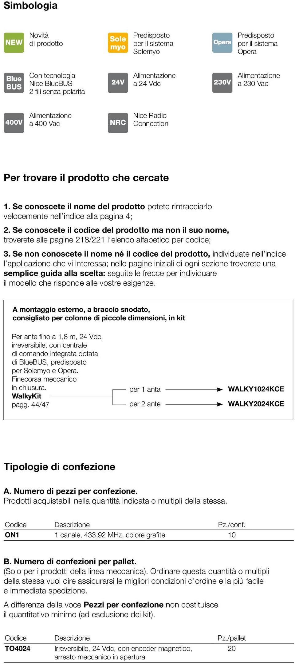 Se conoscete il codice del prodotto ma non il suo nome, troverete alle pagine 28/22 l elenco alfabetico per codice; 3.