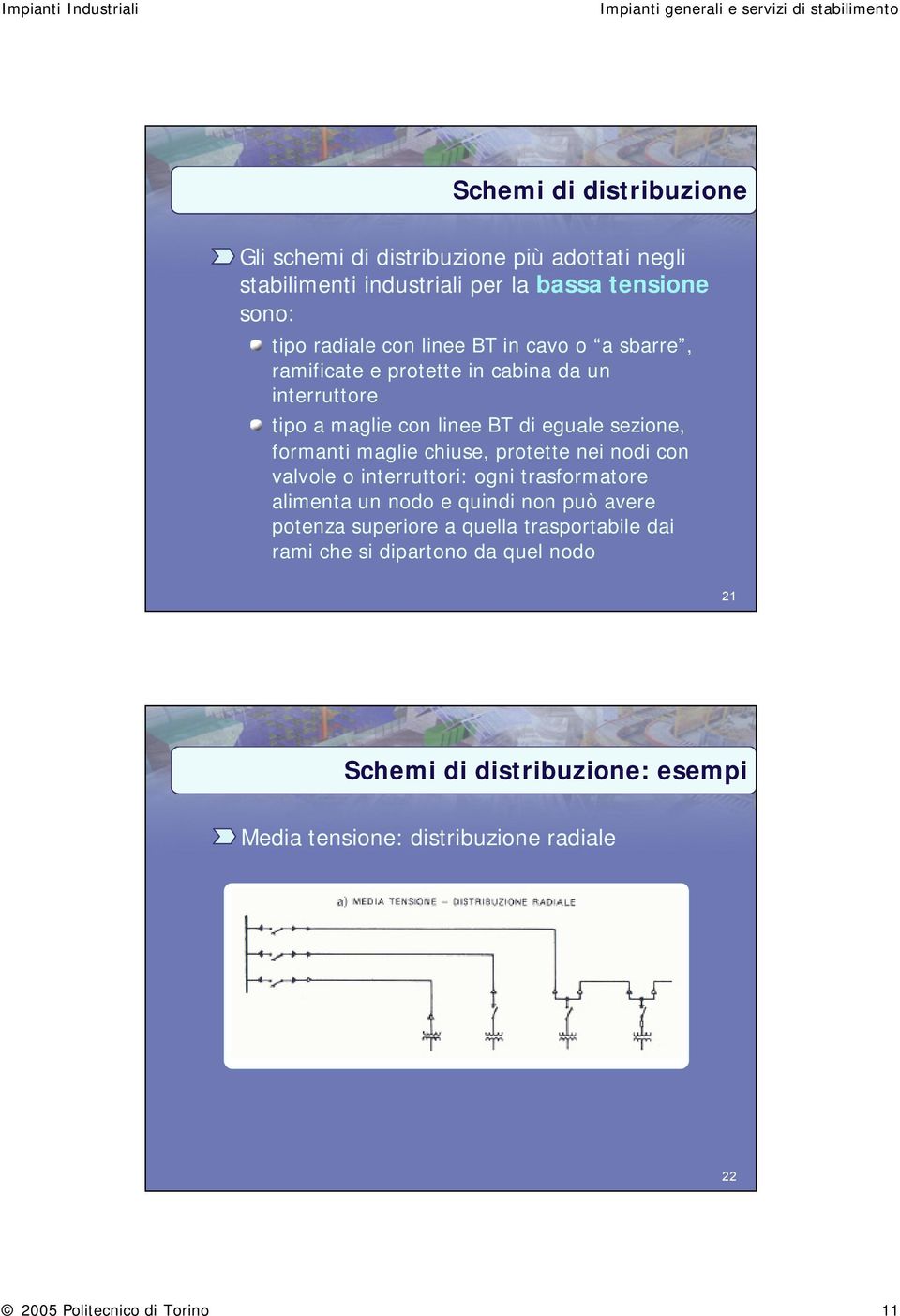 chiuse, protette nei nodi con valvole o interruttori: ogni trasformatore alimenta un nodo e quindi non può avere potenza superiore a quella