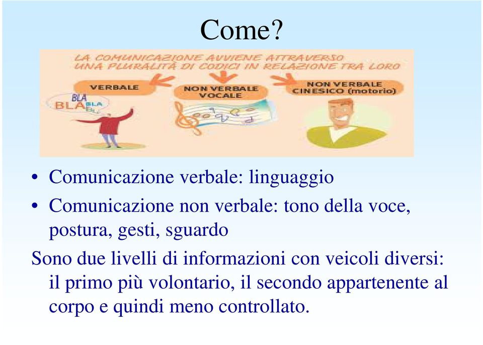 livelli di informazioni con veicoli diversi: il primo più