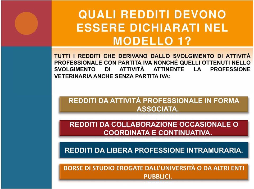 OTTENUTI NELLO SVOLGIMENTO DI ATTIVITÀ ATTINENTE LA PROFESSIONE VETERINARIA ANCHE SENZA PARTITA IVA: