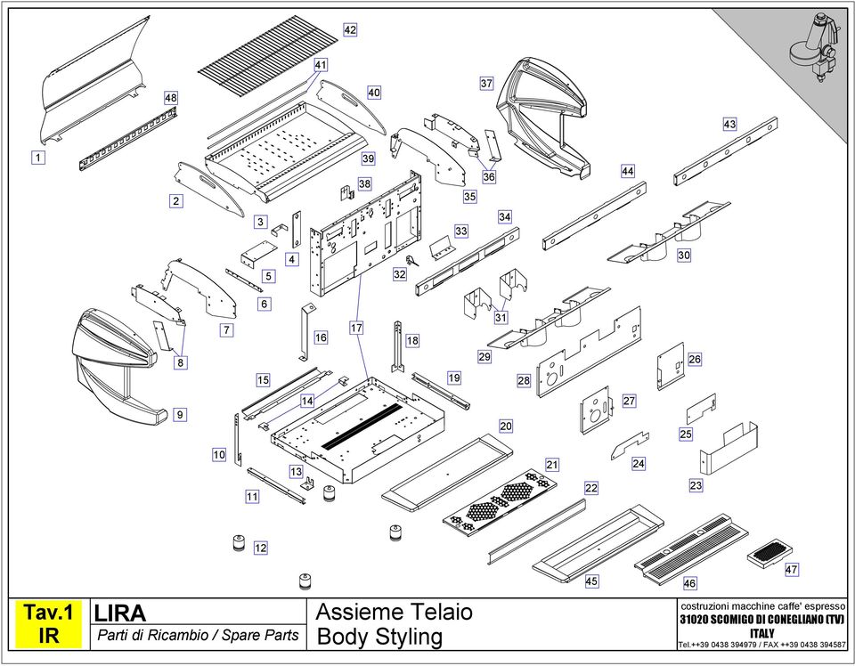 1 IR Parti di Ricambio / Spare Parts Assieme Telaio Body Styling
