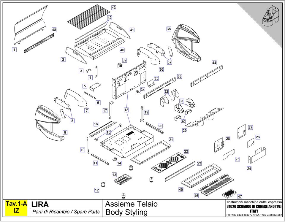 1-A IZ Parti di Ricambio / Spare Parts Assieme Telaio Body Styling 6 7