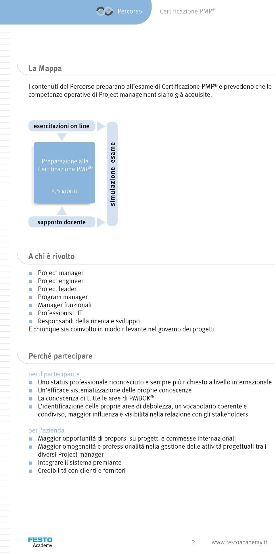 funzionali Professionisti IT Responsabili della ricerca e sviluppo E chiunque sia coinvolto in modo rilevante nel governo dei progetti Perché partecipare per il partecipante Uno status professionale