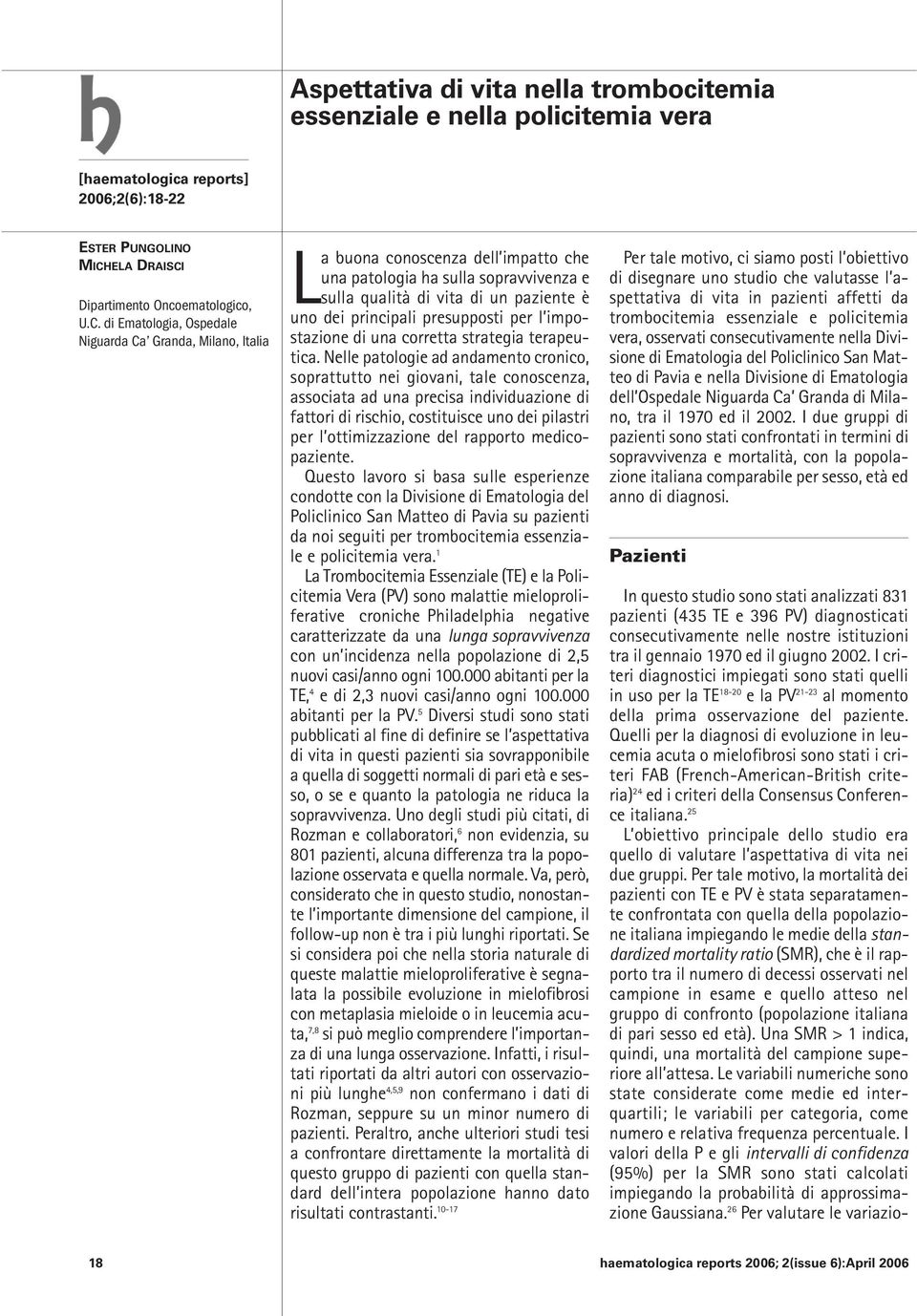 Dipartimento Oncoematologico, U.C.