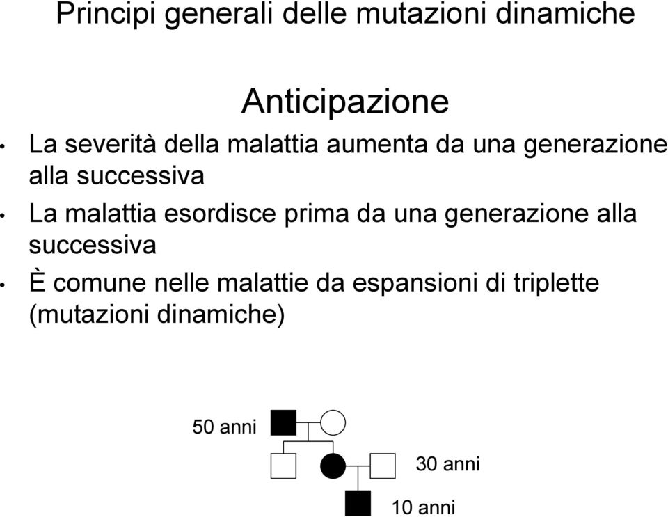 esordisce prima da una generazione alla successiva È comune nelle