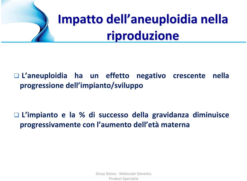 e la % di successo della gravidanza diminuisce progressivamente con l