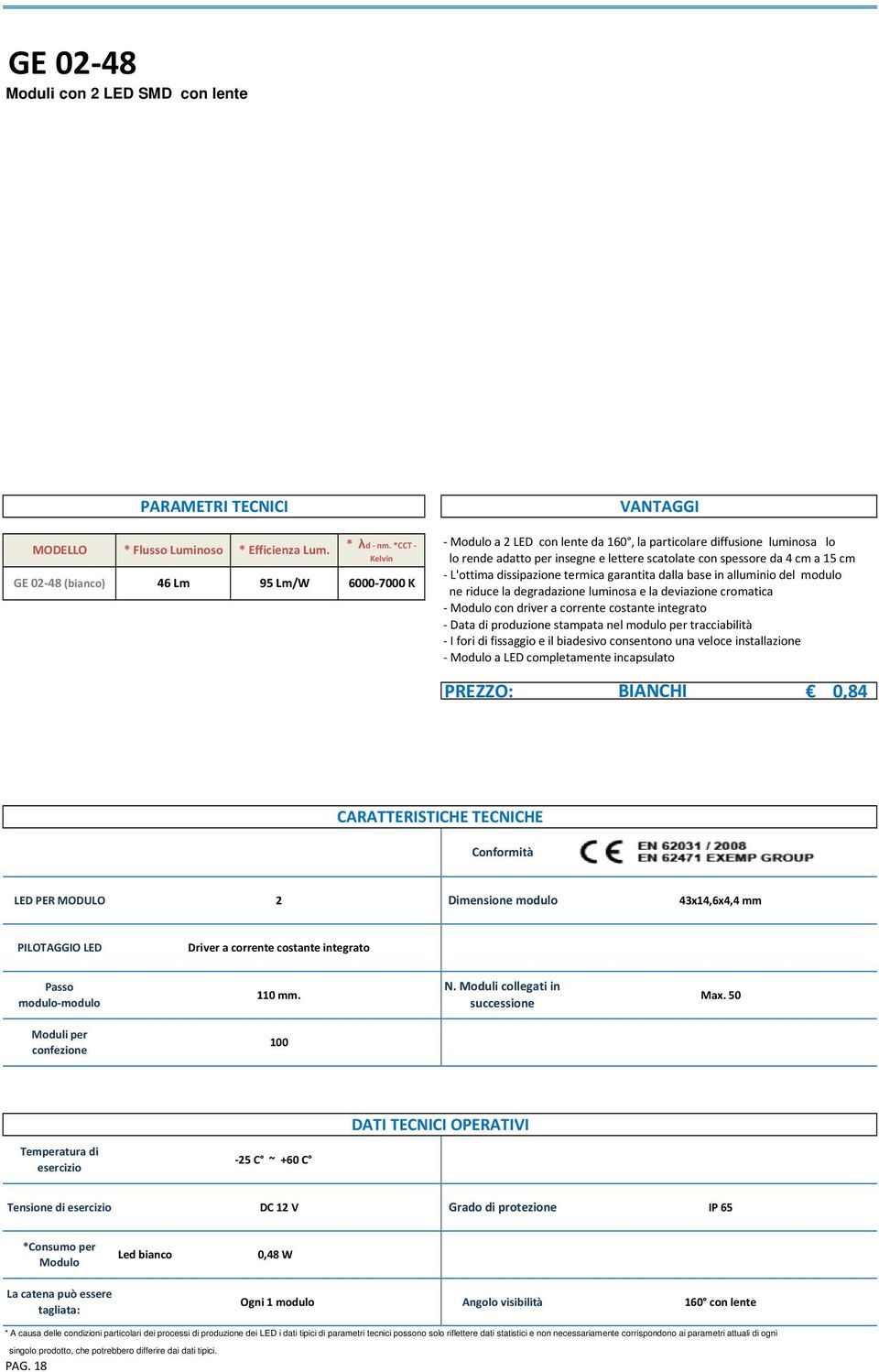 cm a 15 cm - L'ottima dissipazione termica garantita dalla base in alluminio del modulo ne riduce la degradazione luminosa e la deviazione cromatica - con driver a corrente costante integrato - Data