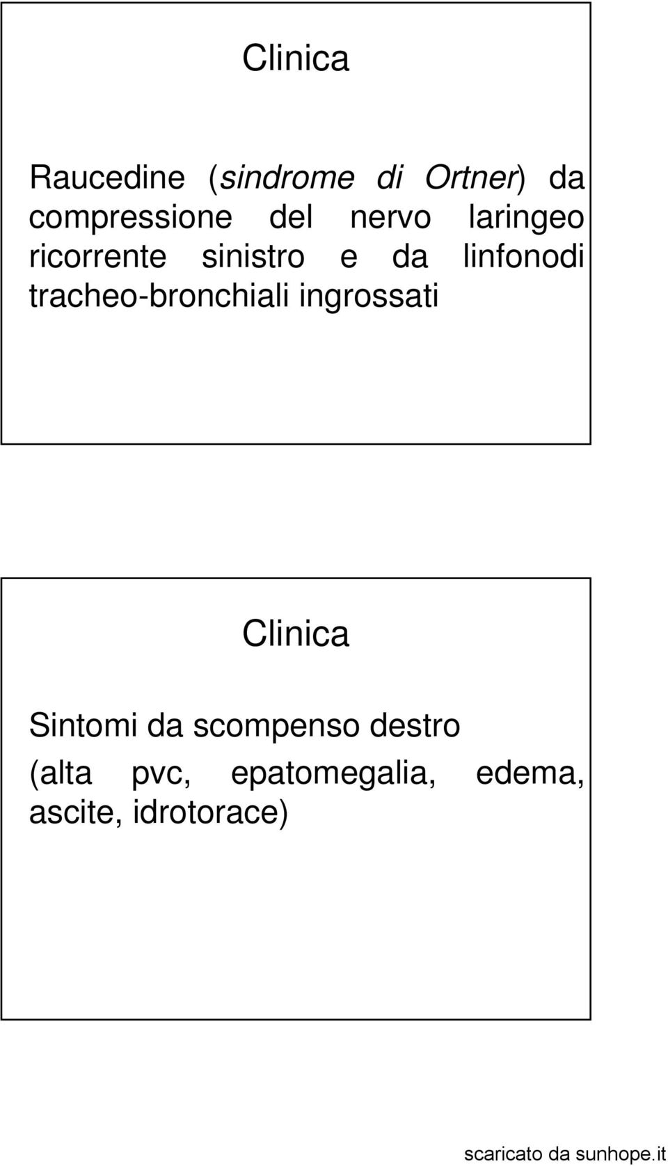 tracheo-bronchiali ingrossati Clinica Sintomi da