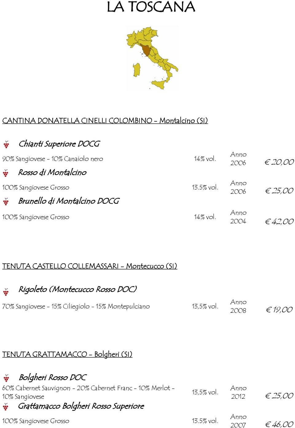 2006 2006 2004 20,00 42,00 TENUTA CASTELLO COLLEMASSARI - Montecucco (SI) Rigoleto (Montecucco Rosso DOC) 70% Sangiovese - 15% Ciliegiolo - 15% Montepulciano