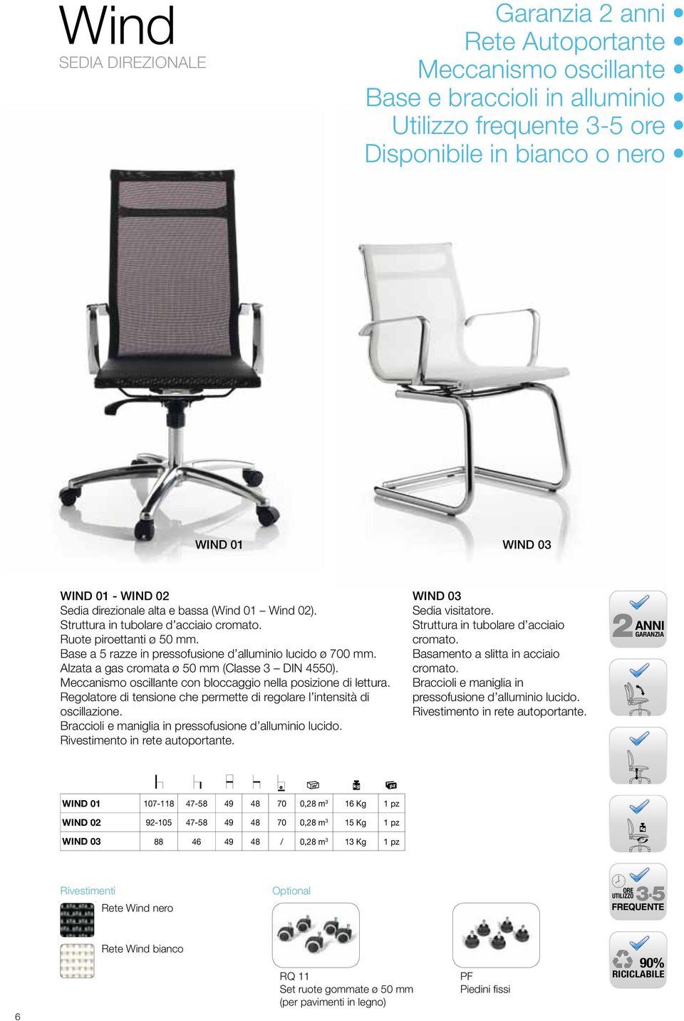 Alzata a gas cromata ø 50 mm (Classe 3 DIN 4550). Meccanismo oscillante con bloccaggio nella posizione di lettura. Regolatore di tensione che permette di regolare l intensità di oscillazione.