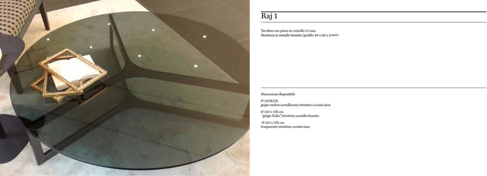 metallizzato/struttura acciaio inox Ø 120 x 27h cm grigio