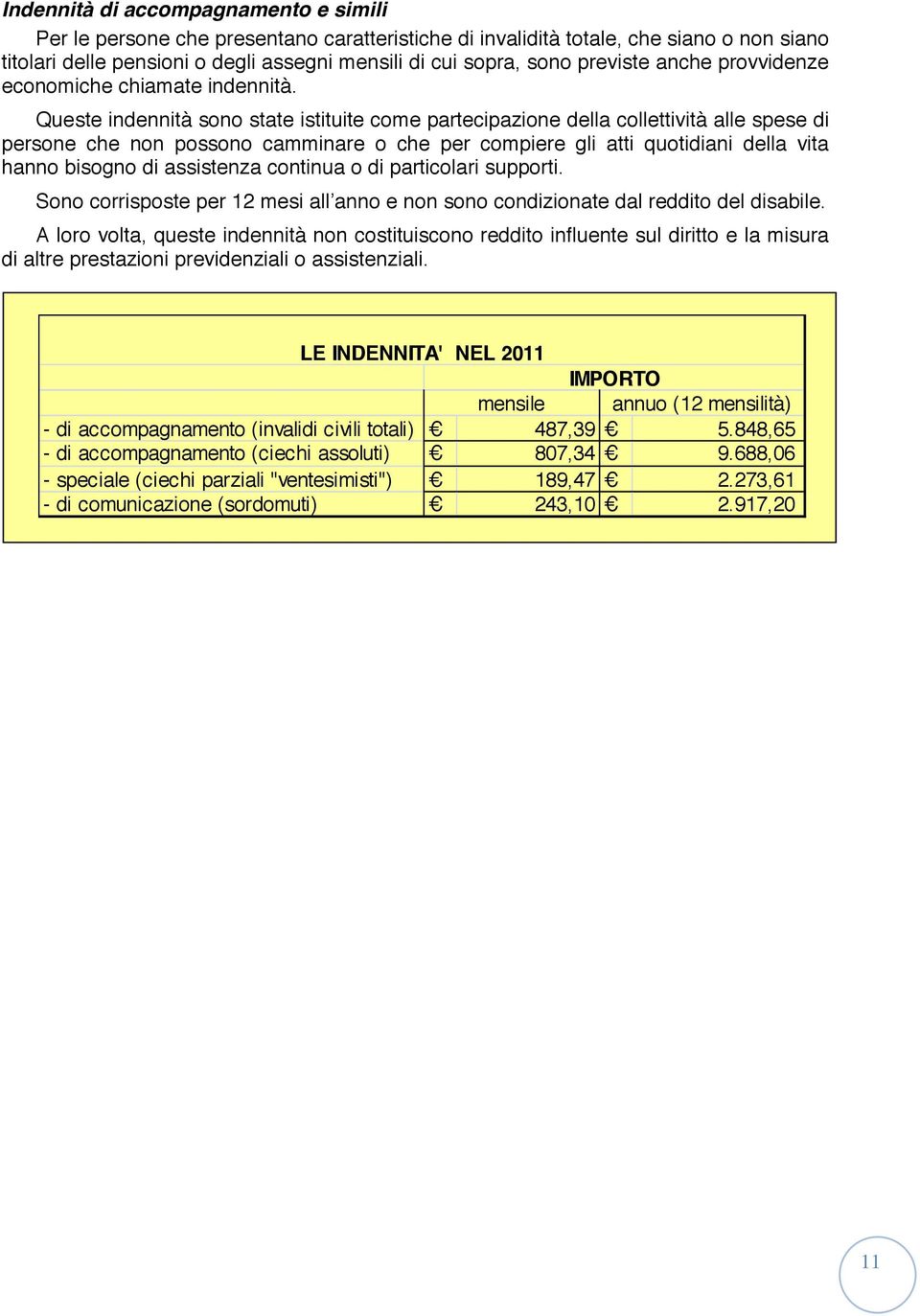 Queste indennità sono state istituite come partecipazione della collettività alle spese di persone che non possono camminare o che per compiere gli atti quotidiani della vita hanno bisogno di