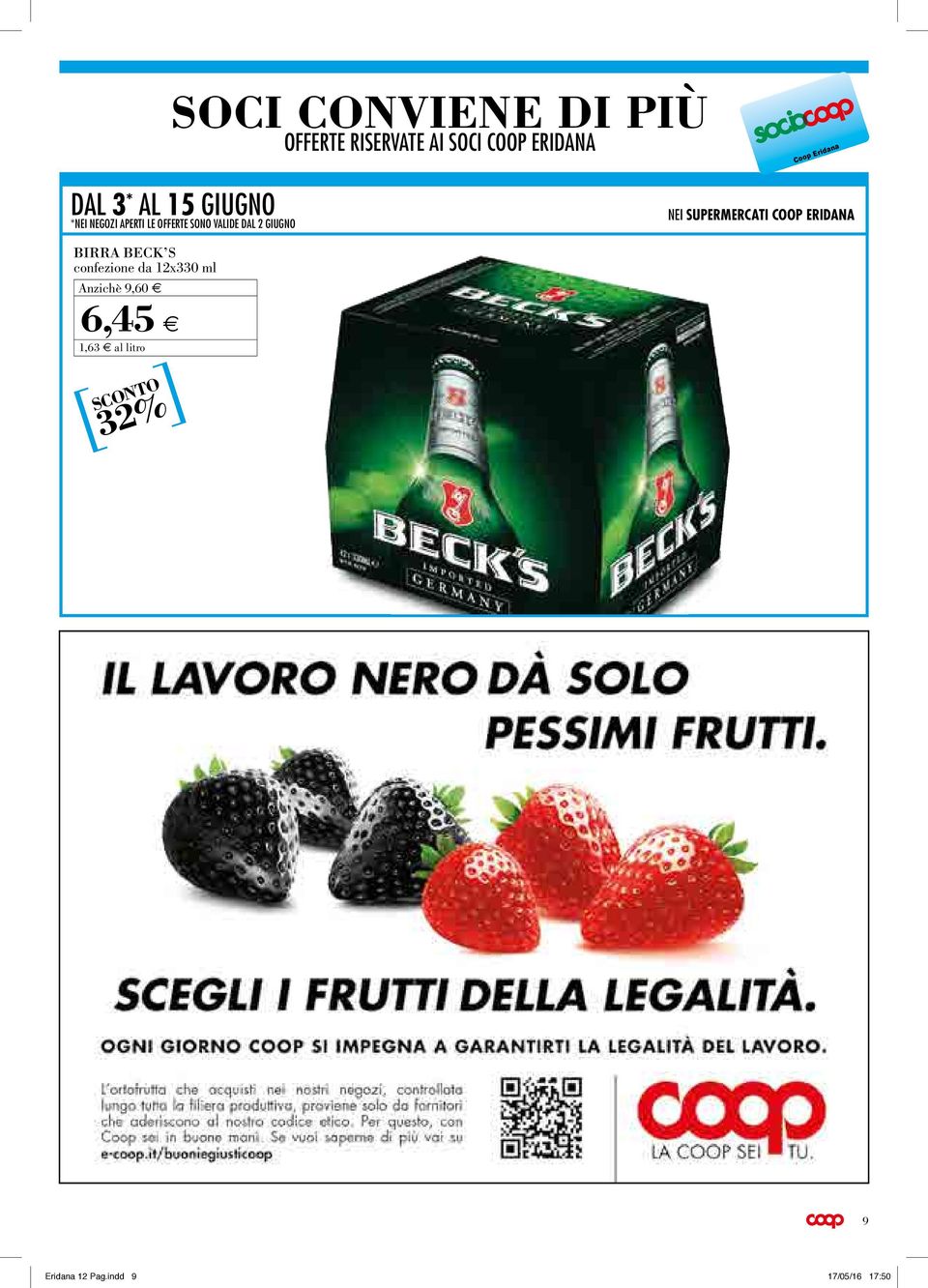 GIUGNO NEI SUPERMERCATI ERIDANA BIRRA BECK S confenione da