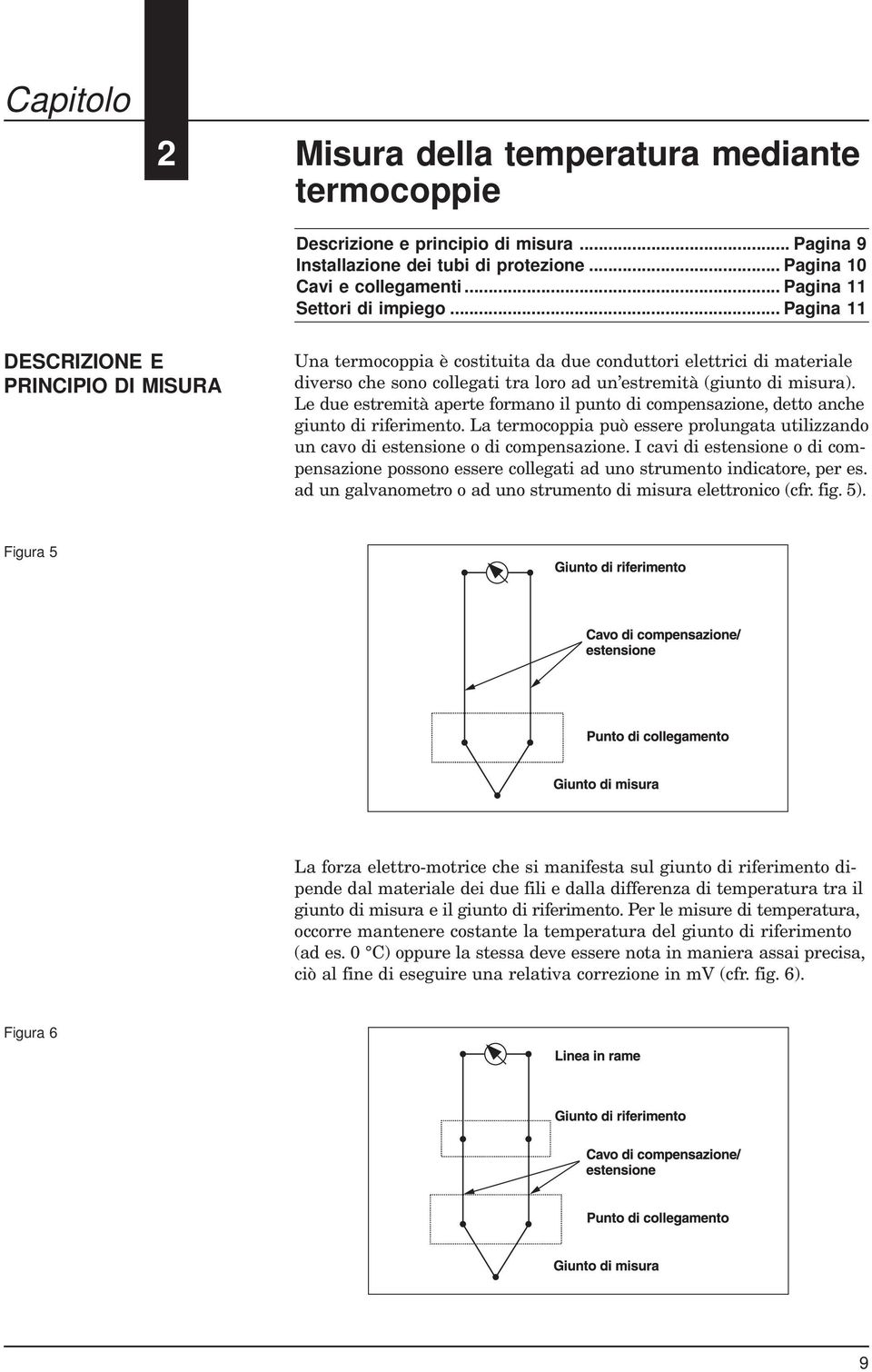 .. Pagina 11 DESCRIZIONE E PRINCIPIO DI MISURA Una termocoppia è costituita da due conduttori elettrici di materiale diverso che sono collegati tra loro ad un estremità (giunto di misura).