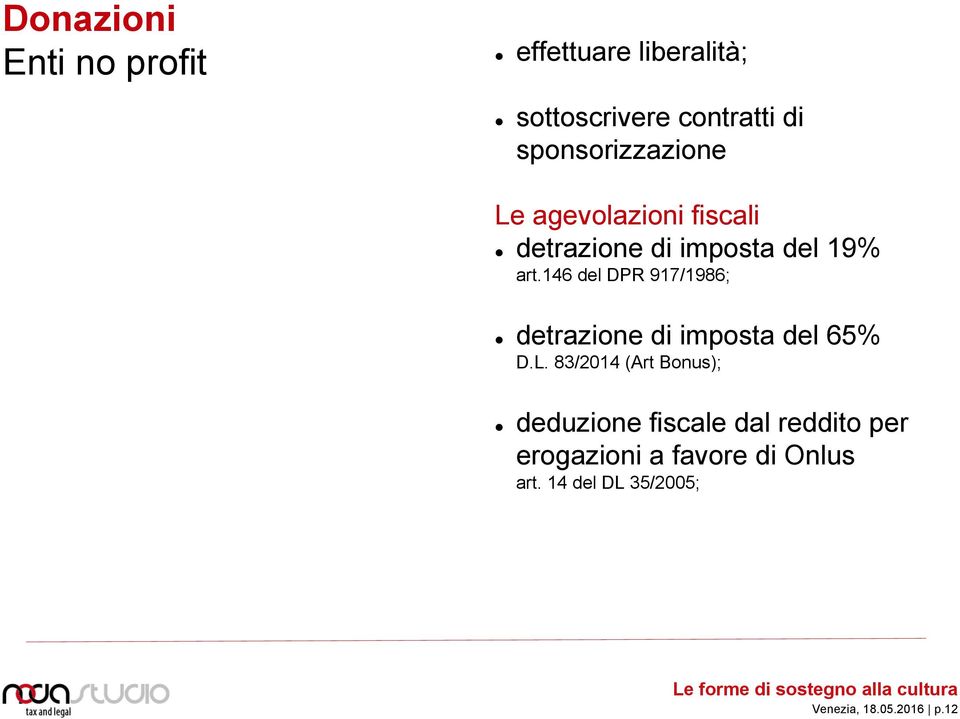 146 del DPR 917/1986; detrazione di imposta del 65% D.L.