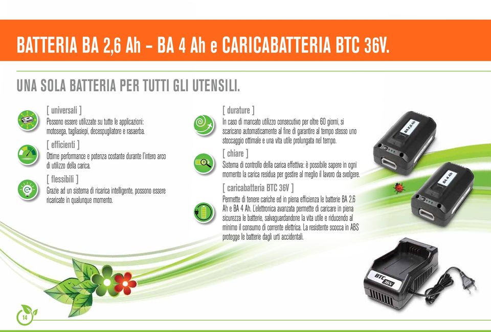 [ efficienti ] Ottime performance e potenza costante durante l intero arco di utilizzo della carica.