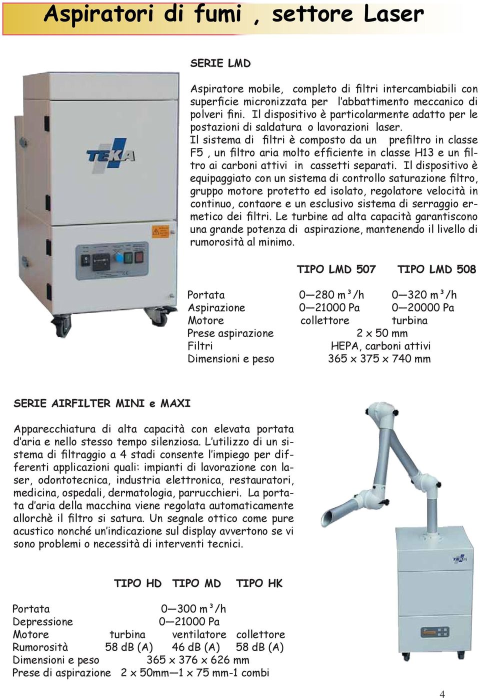 Il sistema di filtri è composto da un prefiltro in classe F5, un filtro aria molto efficiente in classe H13 e un filtro ai carboni attivi in cassetti separati.