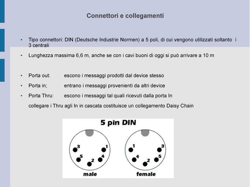 escono i messaggi prodotti dal device stesso Porta in; entrano i messaggi provenienti da altri device Porta Thru: