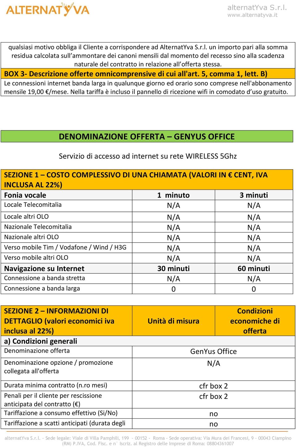 Nella tariffa è incluso il pannello di ricezione wifi in comodato d uso gratuito.