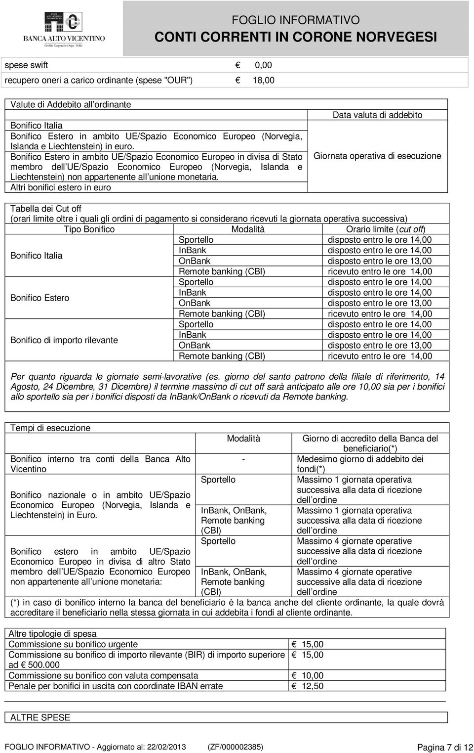 Bonifico Estero in ambito UE/Spazio Economico Europeo in divisa di Stato membro dell UE/Spazio Economico Europeo (Norvegia, Islanda e Liechtenstein) non appartenente all unione monetaria.