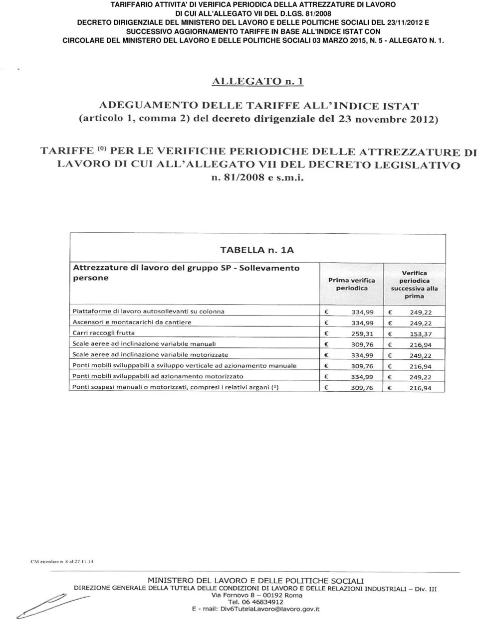 81/2008 DECRETO DIRIGENZIALE DEL MINISTERO DEL LAVORO E DELLE POLITICHE SOCIALI DEL