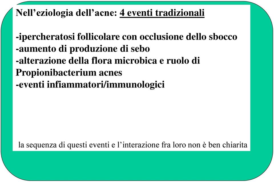 flora microbica e ruolo di Propionibacterium acnes -eventi