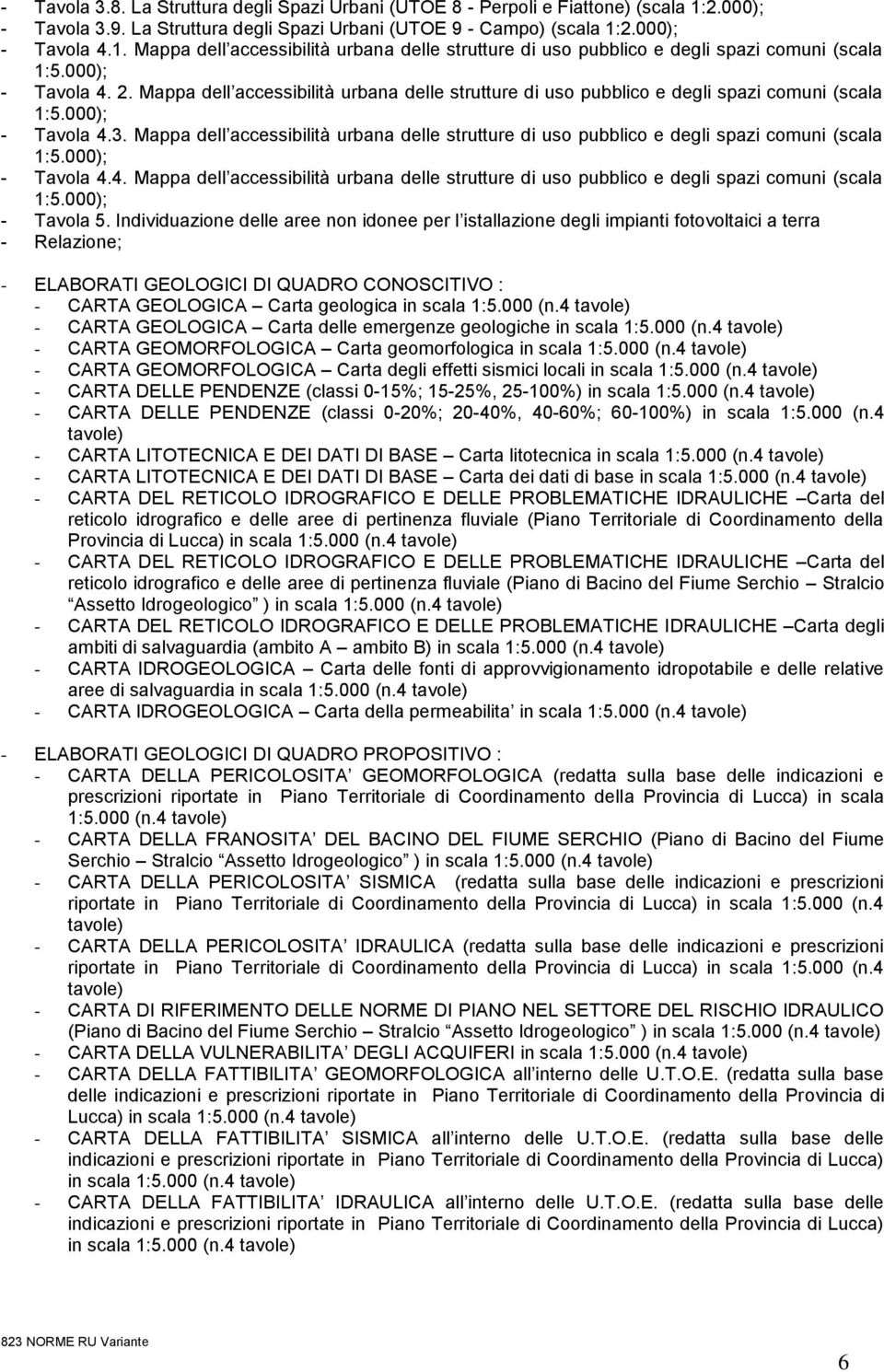 Mappa dell accessibilità urbana delle strutture di uso pubblico e degli spazi comuni (scala 1:5.000); - Tavola 4.